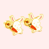 Bunny & Carrot Hypoallergenic Flat Back Stud Earring