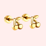Cherry Hypoallergenic Flat Back Stud Earring