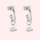 Hoop Hypoallergenic Earrings with T-Bar Pendant