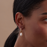 Pavé Pearl Drop Hoop Earrings