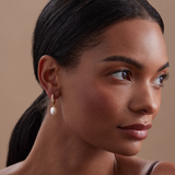 Pavé Pearl Drop Hoop Earrings