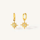 Star Compass Charm Hoop Earrings