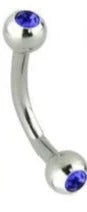 Stainless Steel Double Gem Curved Barbell