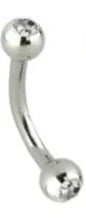 Stainless Steel Double Gem Curved Barbell
