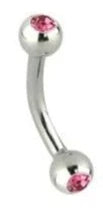Stainless Steel Double Gem Curved Barbell