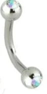 Stainless Steel Double Gem Curved Barbell