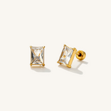Emerald Solitaire Flat Back Earrings
