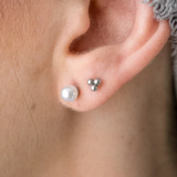 Classic White Pearl Bead Flat Back Earrings