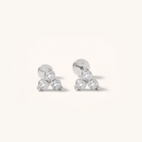 Cubic Zirconia Trio Flat Back Earrings