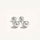 Pearl Bezel Set Flat Back Earrings