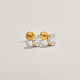 Oval Cubic Zirconia Flat Back Earrings