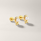 Pearl and Ribbon Flat Back Earrings