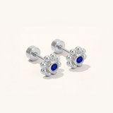 Cubic Zirconia Dainty Flower Flatback Earrings