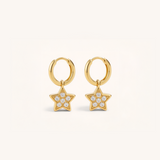 Sparkle Star Charm Hoop Earrings
