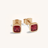 Cushion Birthstone Stud Earrings