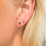 Tanzanite Bezel Set Hypoallergenic Stud Earrings - December