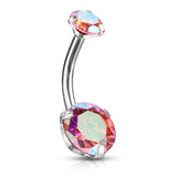 Stainless Steel Prong-Set Jewelled Belly Bar
