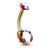 Stainless Steel Prong-Set Jewelled Belly Bar