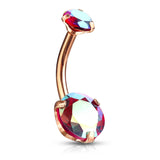 Stainless Steel Prong-Set Jewelled Belly Bar