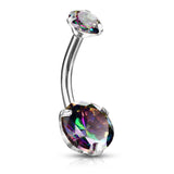 Stainless Steel Prong-Set Jewelled Belly Bar
