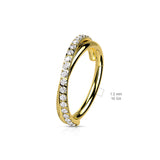 Stainless Steel Cross Paved CZ Hinged Segment Ring
