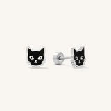 Midnight Cat Flat Back Earrings