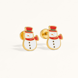 Snowman Flat Back Stud Earrings