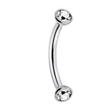Stainless Steel Internally Threaded Double Flat CZ Curved Barbell