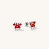 A pair of red crab earrings for kids.