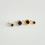 Garnet Bezel Set Hypoallergenic Stud Earrings - January