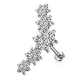 Single Tiered CZ Flower Curve Cartilage Hypoallergenic Stud