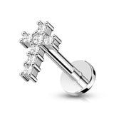 Single Micro CZ Paved Cross Top Hypoallergenic Cartilage Stud