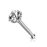 Prong Set Round CZ Hypoallergenic Nose Bone Stud