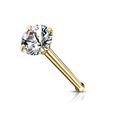 Prong Set Round CZ Hypoallergenic Nose Bone Stud