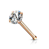 Prong Set Round CZ Hypoallergenic Nose Bone Stud