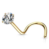 Prong Set Round CZ Hypoallergenic  Nose Screw