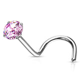 Prong Set Round CZ Hypoallergenic  Nose Screw