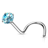 Prong Set Round CZ Hypoallergenic  Nose Screw