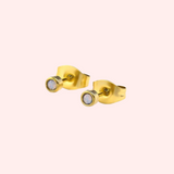 Opal Bezel Set Hypoallergenic Stud Earrings - October