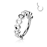 Single Hinged Segment Hypoallergenic Hoop with Hearts