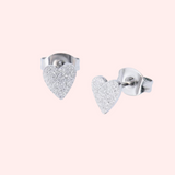 Sandblasted Heart Hypoallergenic Earrings