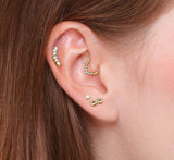 Single CZ Curve Cartilage Hypoallergenic Stud