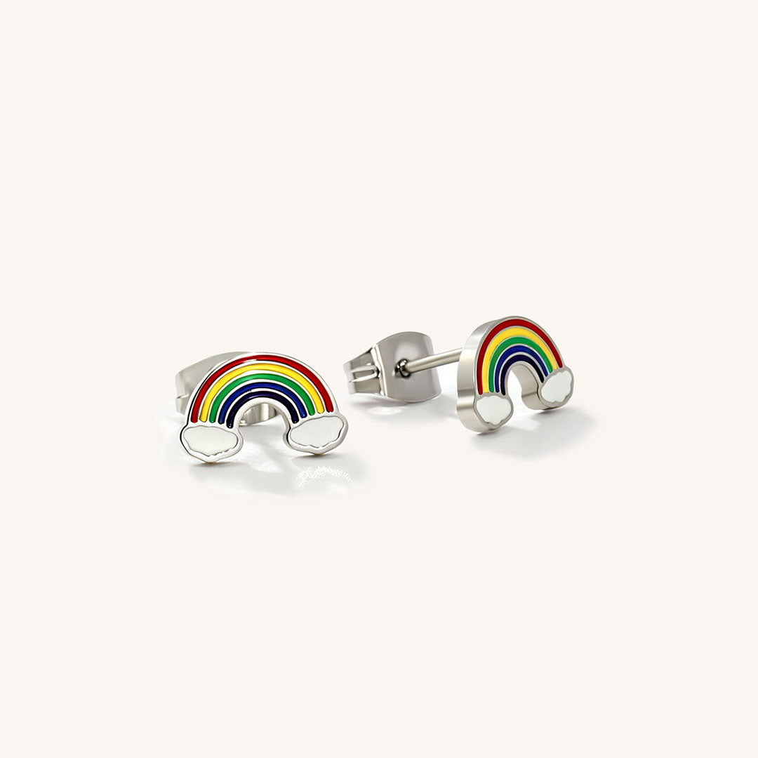 Kids Rainbow & Cloud Stud Hypoallergenic Earrings