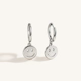 Smiley Face Charm Hoop Hypoallergenic Earrings