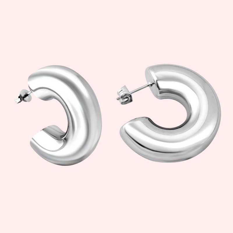 Chunky Half Hoop Hypoallergenic Earrings