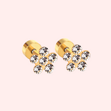 Cubic Zirconia Flower Hypoallergenic Flat Back Stud Earring