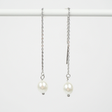 Large Pearl Threader Hypoallergenic Earrings