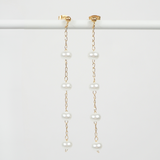 Long Pearl Drop Hypoallergenic Stud Earrings