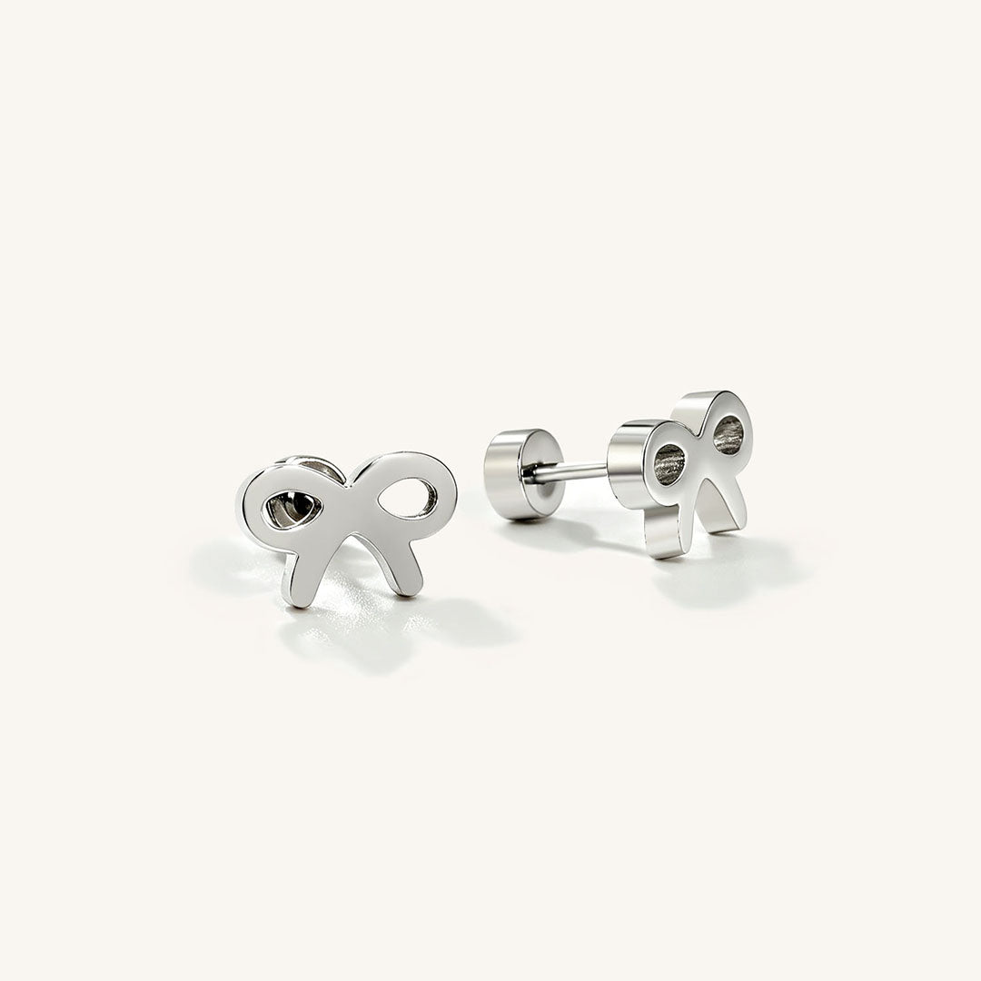 Bow Hypoallergenic Flat Back Stud Earrings