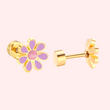 Colourful Flower Hypoallergenic Flat Back Stud Earring